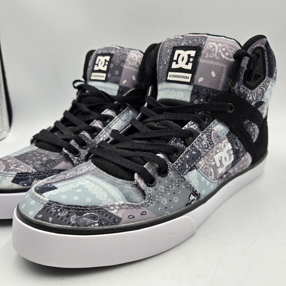 DC Pure High-Top WC TX SE Mens 10 sneakers Black Bandana Pattern Excellent